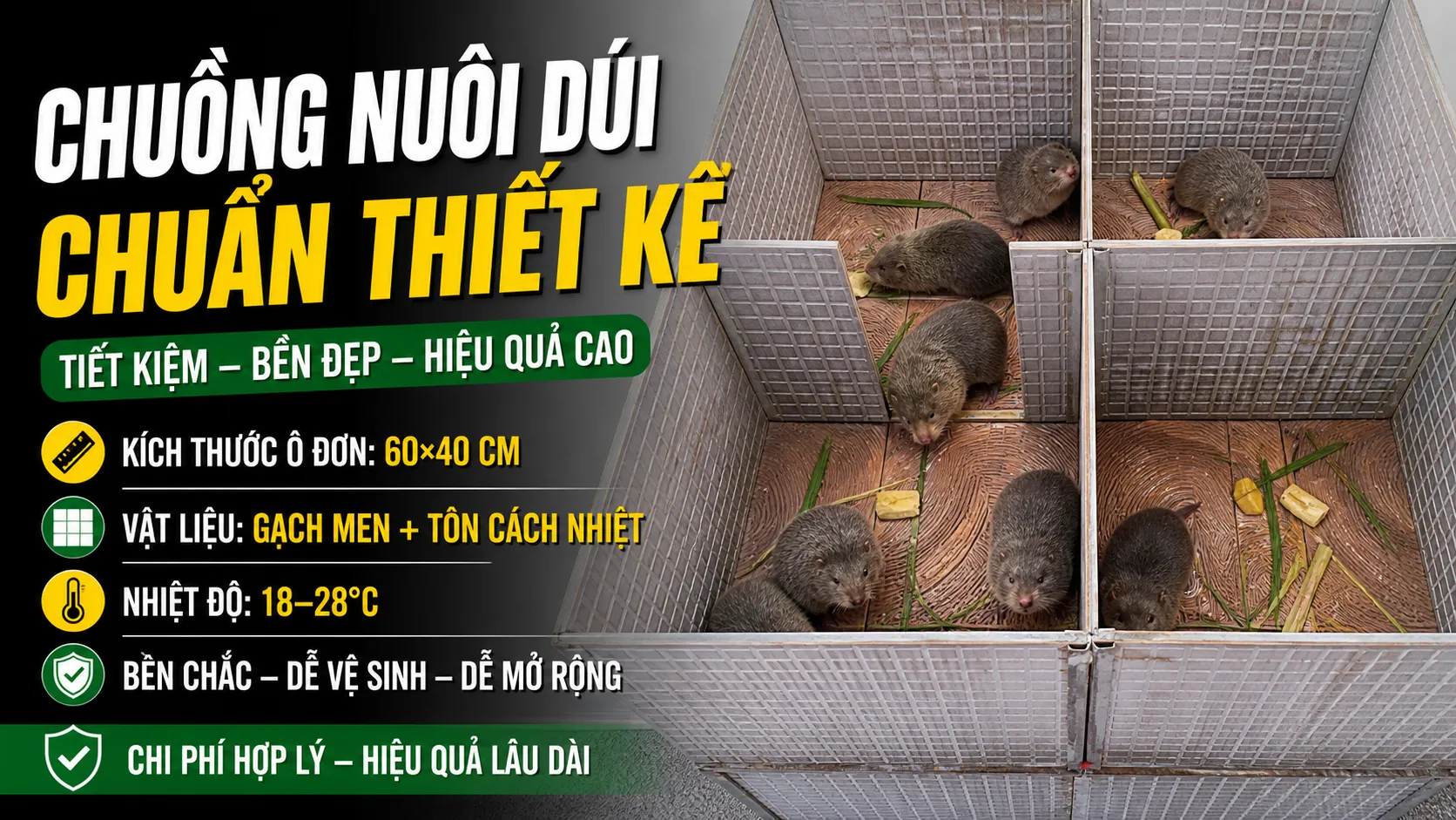 Chuồng Nuôi Dúi Chuẩn 2026 — Thiết Kế, Vật Liệu, Chi Phí