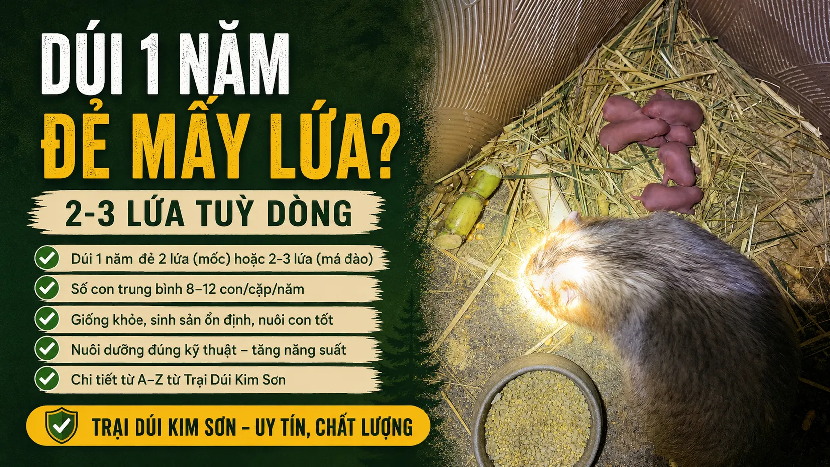 Dúi 1 Năm Đẻ Mấy Lứa? — 2-3 Lứa Tuỳ Dòng