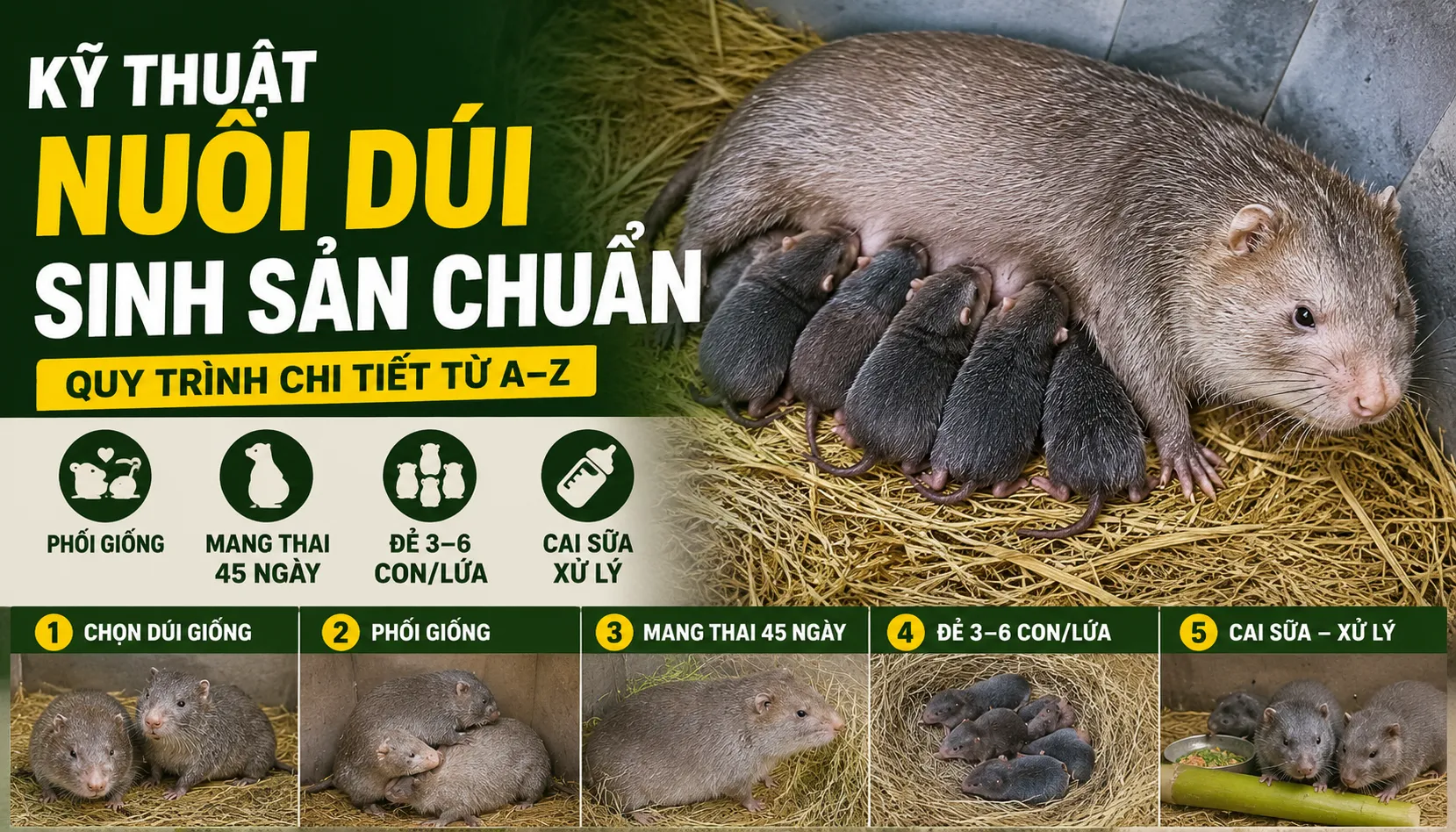 Kỹ Thuật Nuôi Dúi Sinh Sản — Quy Trình Chuẩn 2026