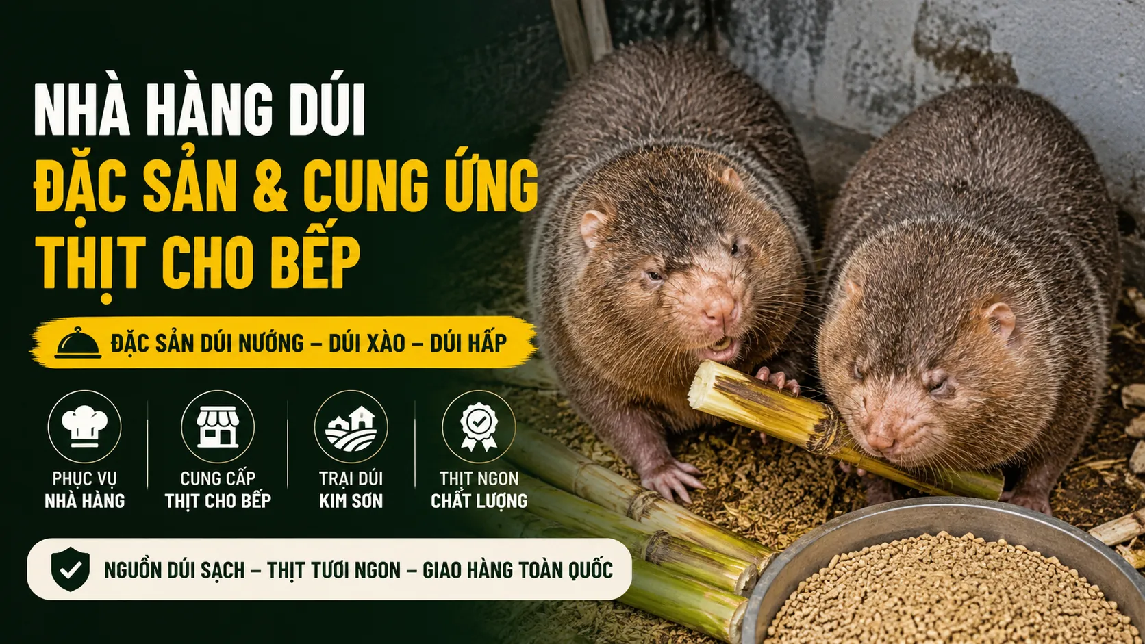 Nhà Hàng Dúi 2026 — Đặc Sản & Cung Ứng Thịt Cho Bếp