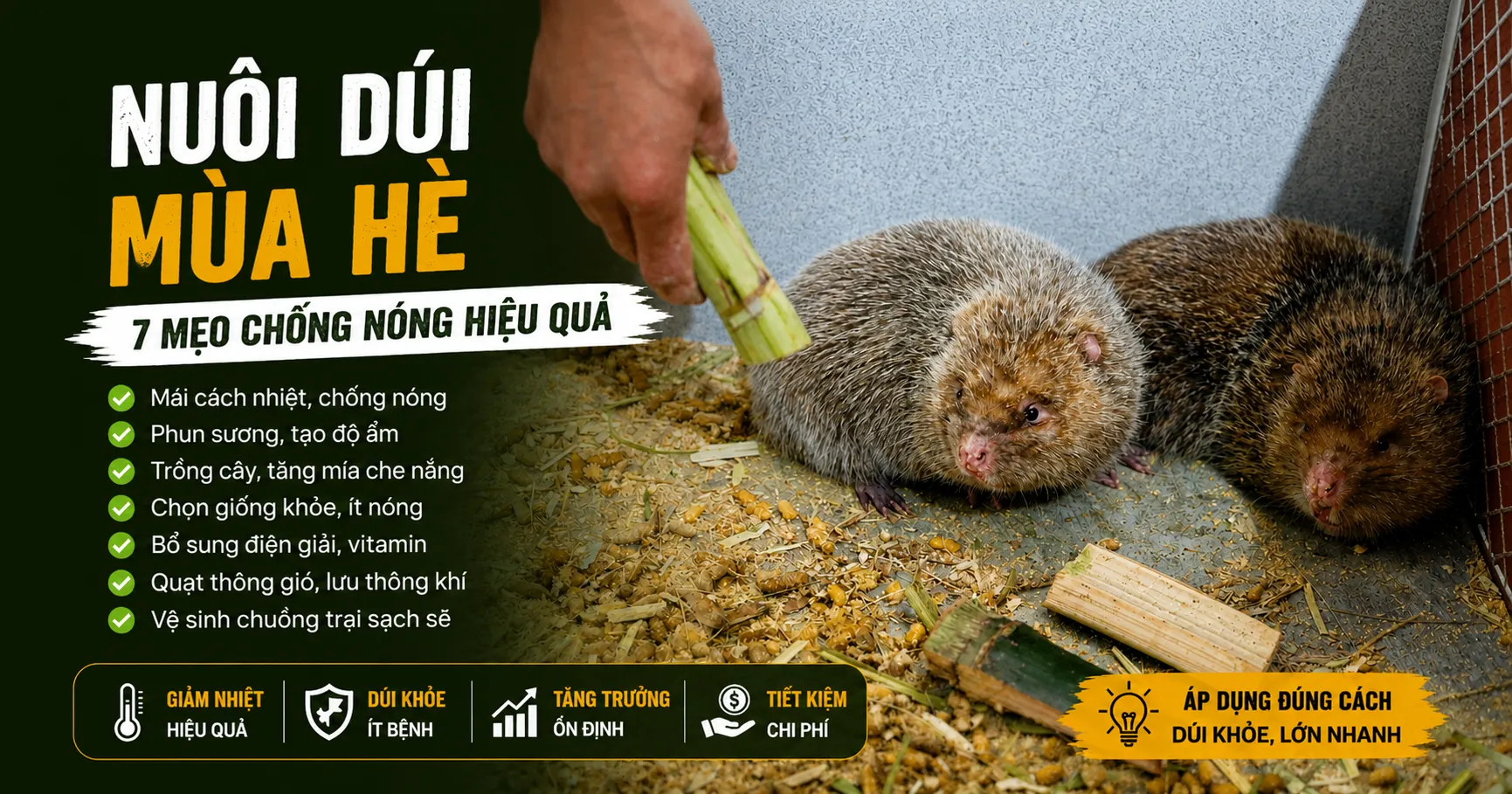 Nuôi Dúi Mùa Hè — 7 Mẹo Chống Nóng Hiệu Quả