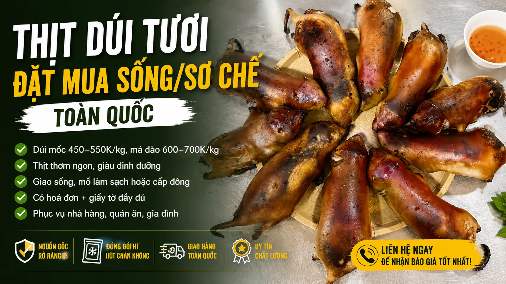 Thịt Dúi Tươi 2026 — Đặt Mua Sống/Sơ Chế Toàn Quốc
