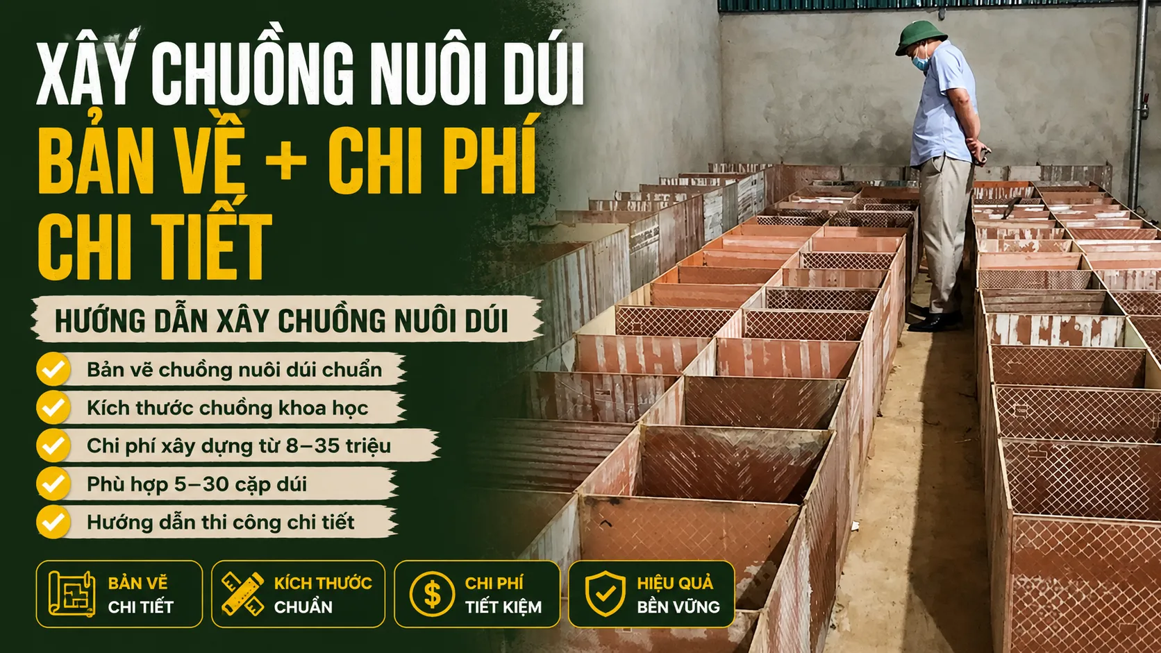 Xây Chuồng Nuôi Dúi 2026 — Bản Vẽ + Chi Phí Chi Tiết